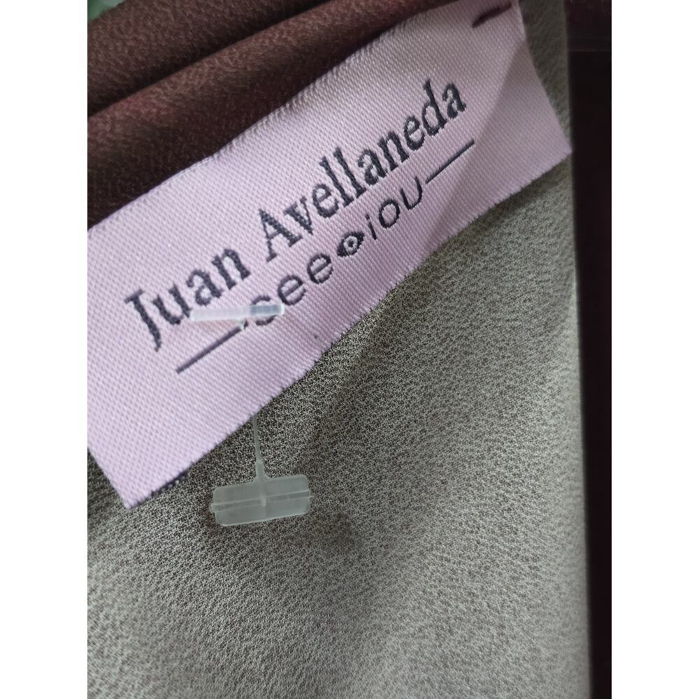 Juan Avellaneda X Seeiou Women's Red Long Sleeve Midi Burgundy Dress Julie - Picture 3 of 4